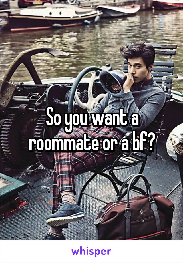 So you want a roommate or a bf?