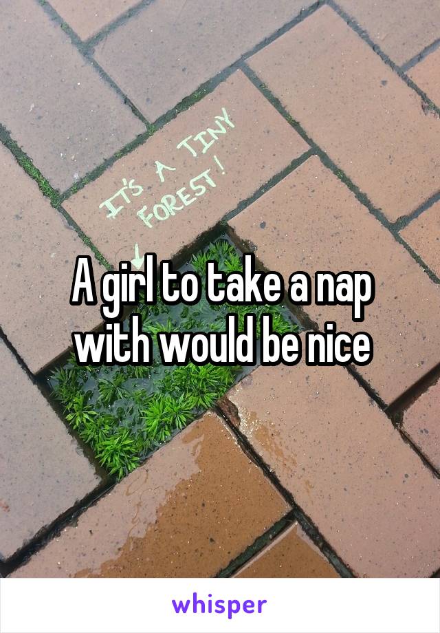A girl to take a nap with would be nice