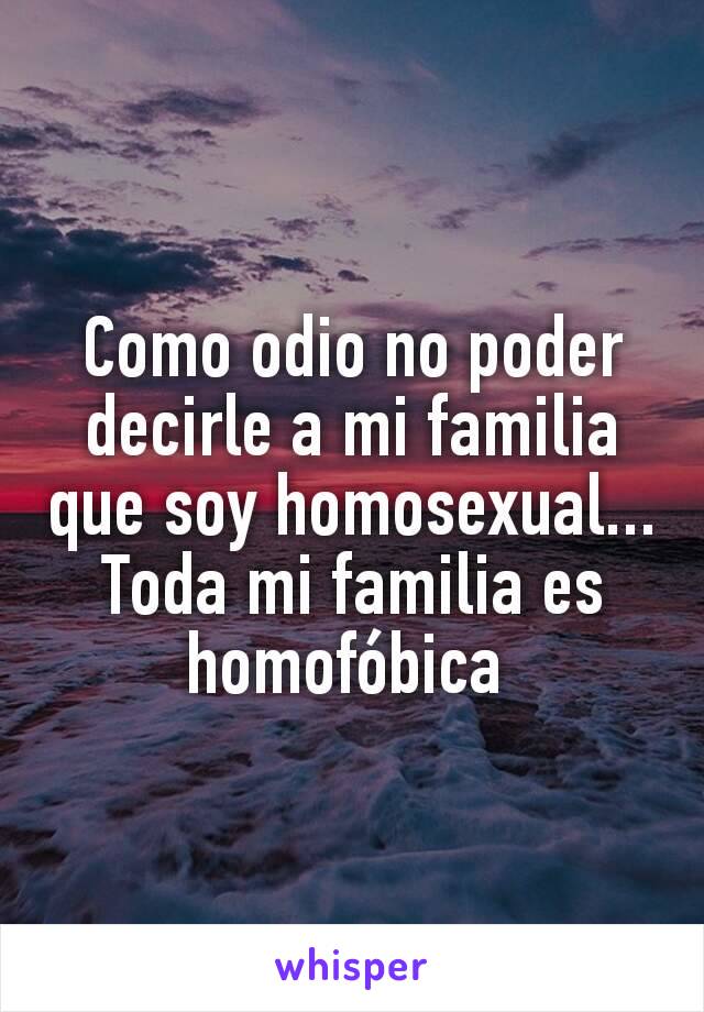 Como odio no poder decirle a mi familia que soy homosexual... Toda mi familia es homofóbica 