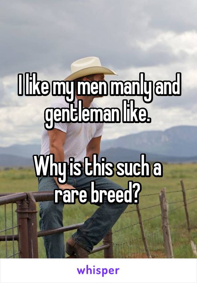 I like my men manly and gentleman like. 

Why is this such a 
rare breed? 