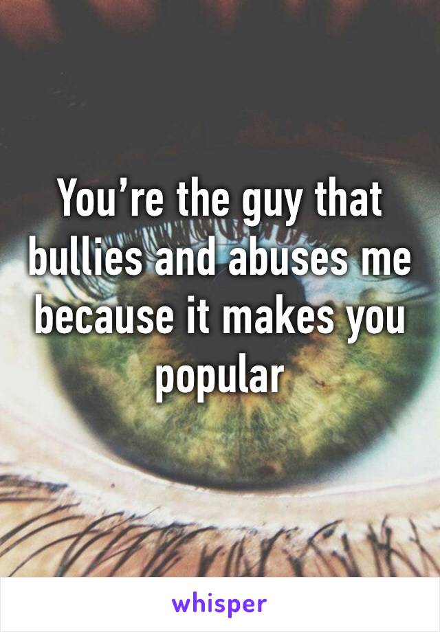 You’re the guy that bullies and abuses me because it makes you popular 
