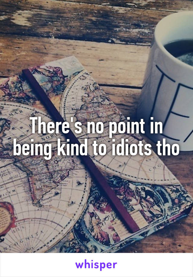 There's no point in being kind to idiots tho
