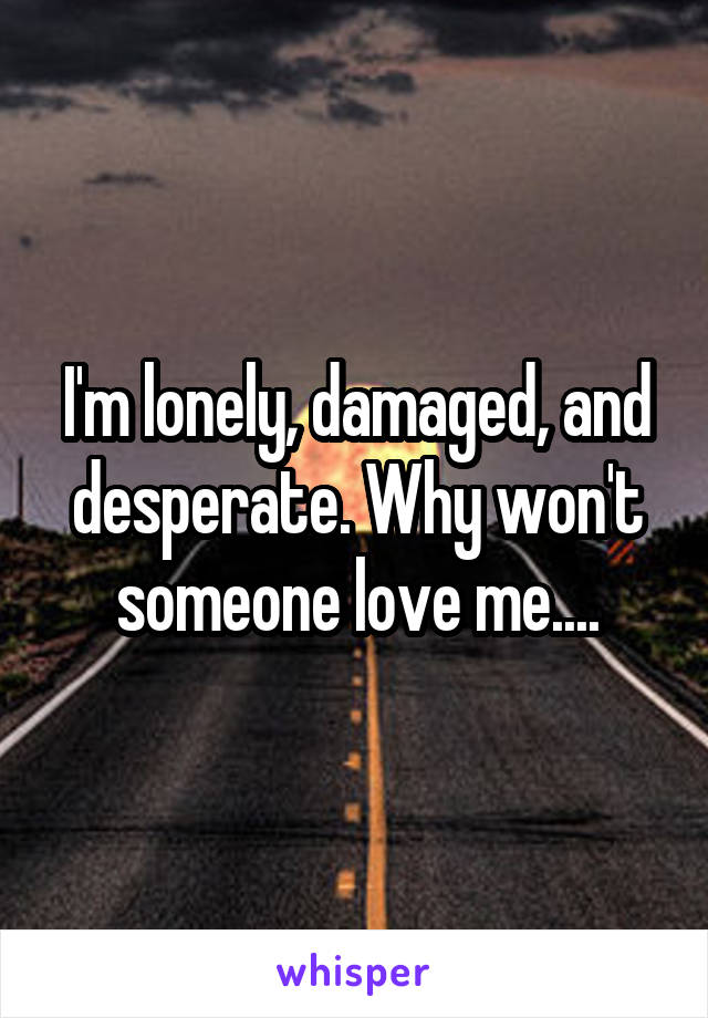 I'm lonely, damaged, and desperate. Why won't someone love me....