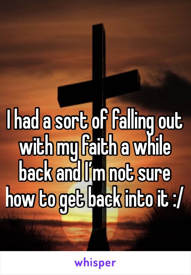 I had a sort of falling out with my faith a while back and I’m not sure how to get back into it :/ 