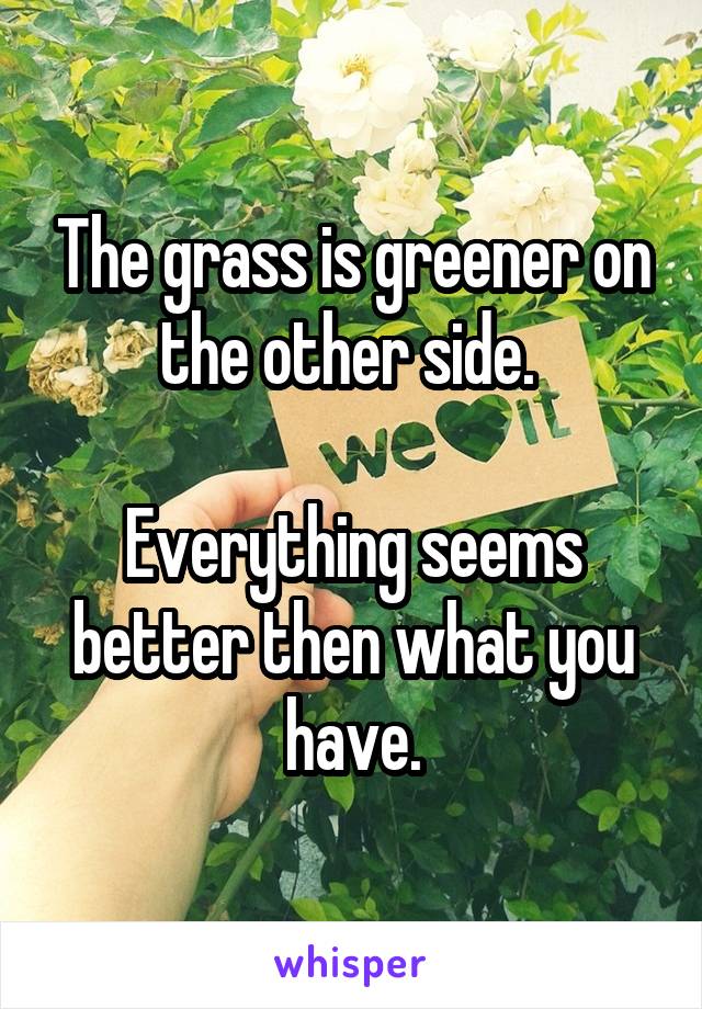 The grass is greener on the other side. 

Everything seems better then what you have.