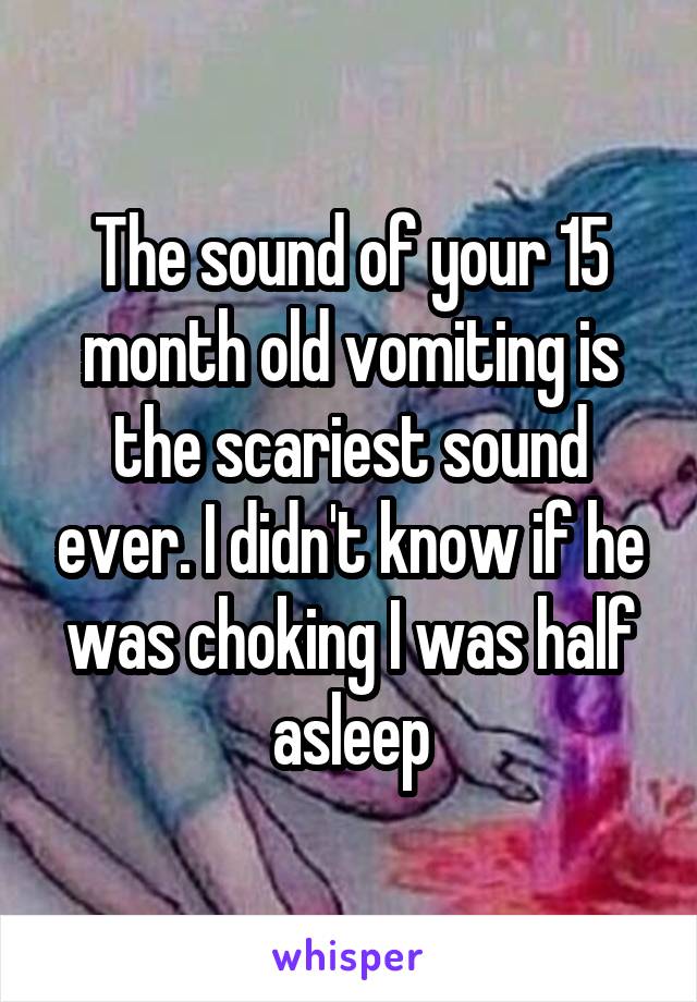 The sound of your 15 month old vomiting is the scariest sound ever. I didn't know if he was choking I was half asleep