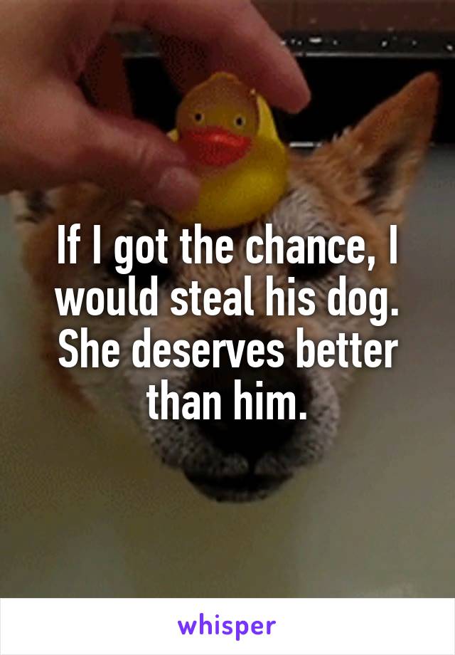 If I got the chance, I would steal his dog. She deserves better than him.