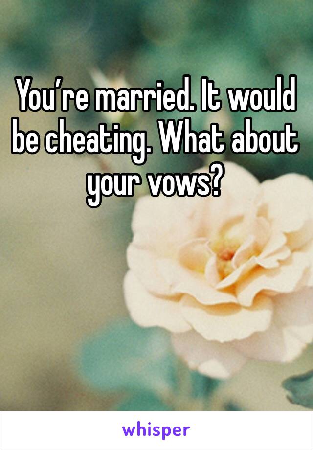 You’re married. It would be cheating. What about your vows?