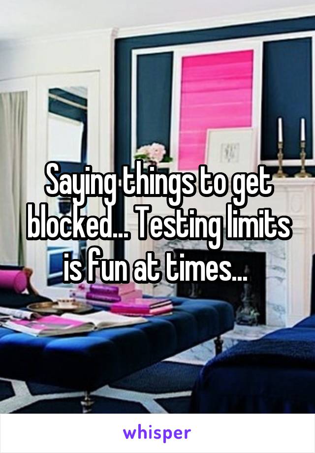 Saying things to get blocked... Testing limits is fun at times... 