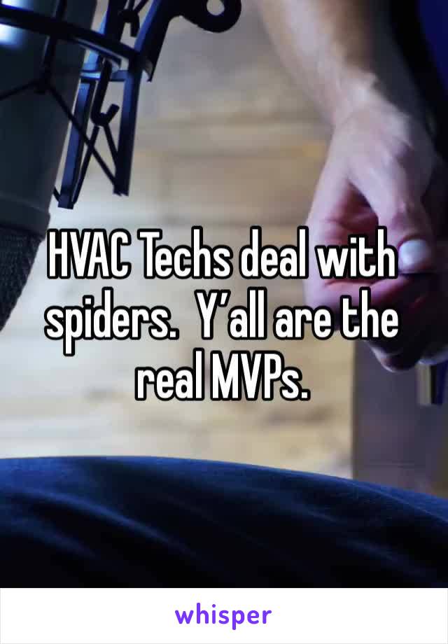 HVAC Techs deal with spiders.  Y’all are the real MVPs. 