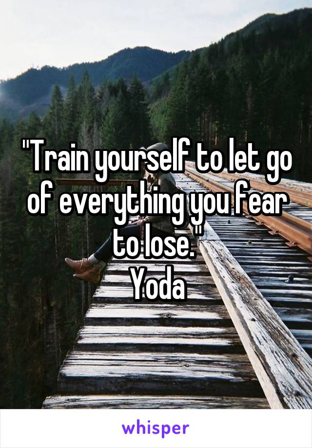 "Train yourself to let go of everything you fear to lose."
Yoda