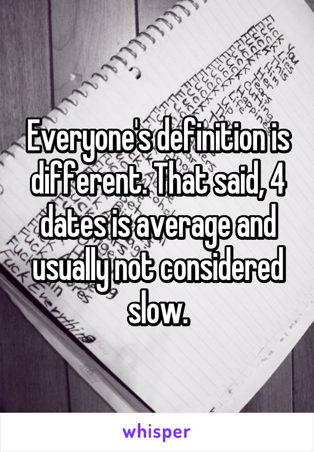 Everyone's definition is different. That said, 4 dates is average and usually not considered slow.