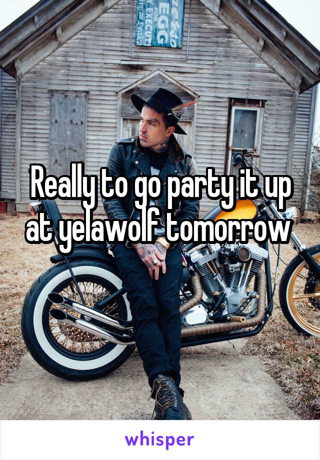 Really to go party it up at yelawolf tomorrow 
