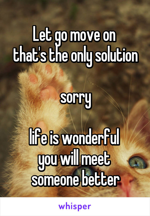 Let go move on 
that's the only solution

 sorry 

life is wonderful 
you will meet 
someone better