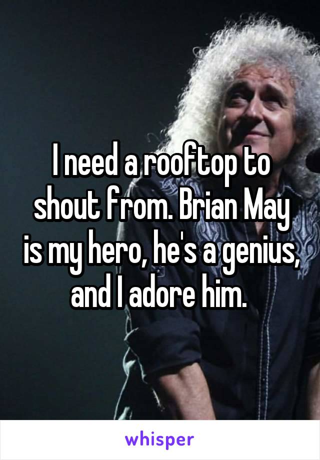 I need a rooftop to shout from. Brian May is my hero, he's a genius, and I adore him. 