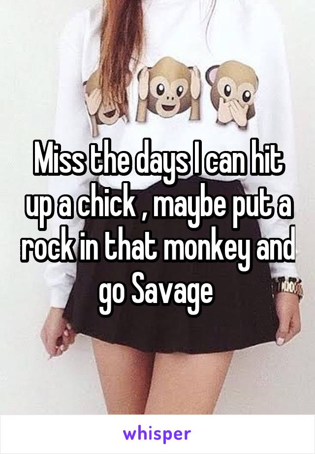 Miss the days I can hit up a chick , maybe put a rock in that monkey and go Savage 
