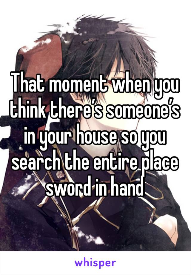 That moment when you think there’s someone’s in your house so you search the entire place sword in hand 