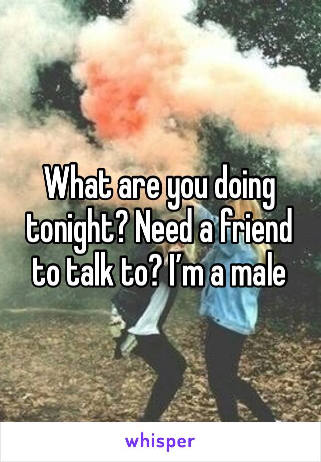 What are you doing tonight? Need a friend to talk to? I’m a male