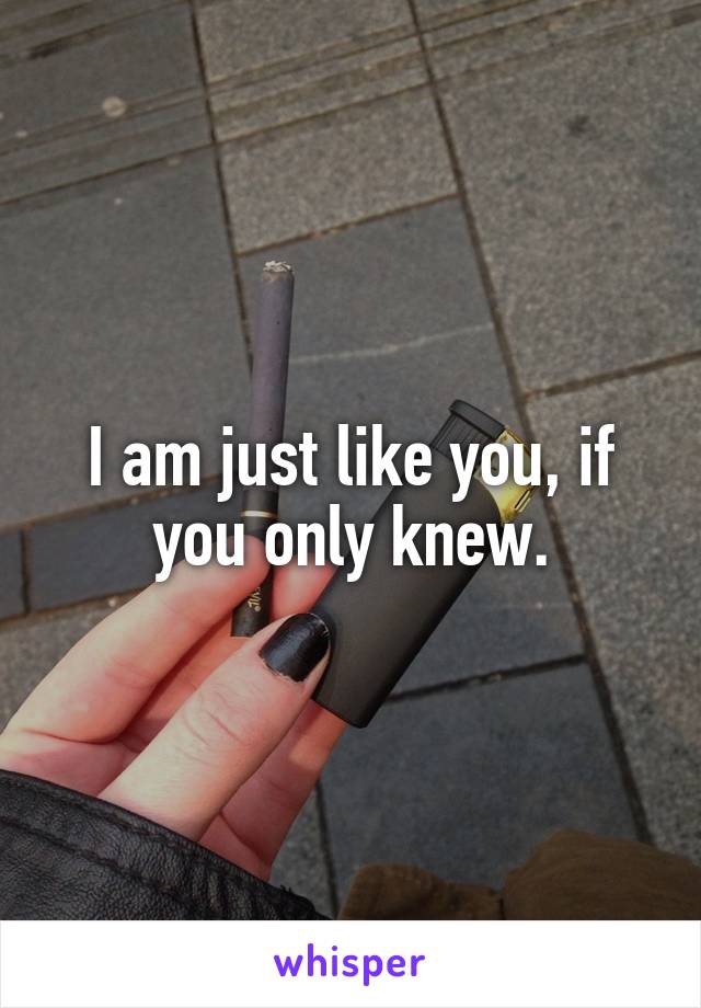 I am just like you, if you only knew.