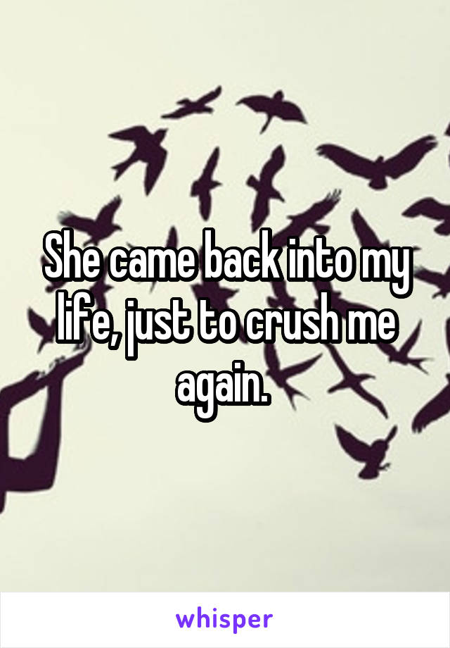 She came back into my life, just to crush me again. 