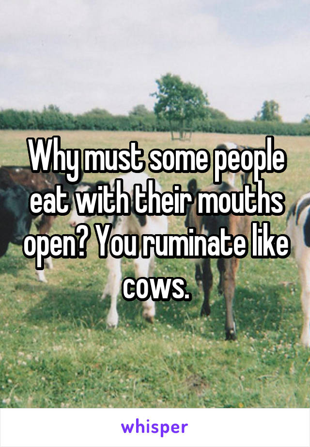 Why must some people eat with their mouths open? You ruminate like cows.