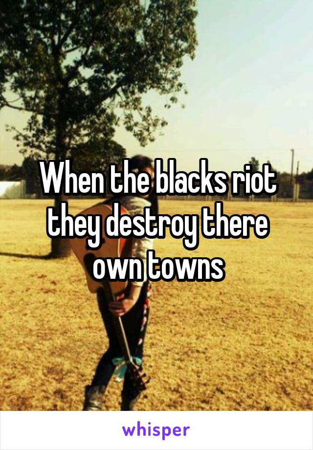 When the blacks riot they destroy there own towns