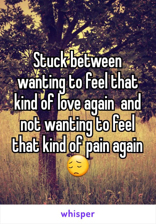 Stuck between wanting to feel that kind of love again  and not wanting to feel that kind of pain again😔