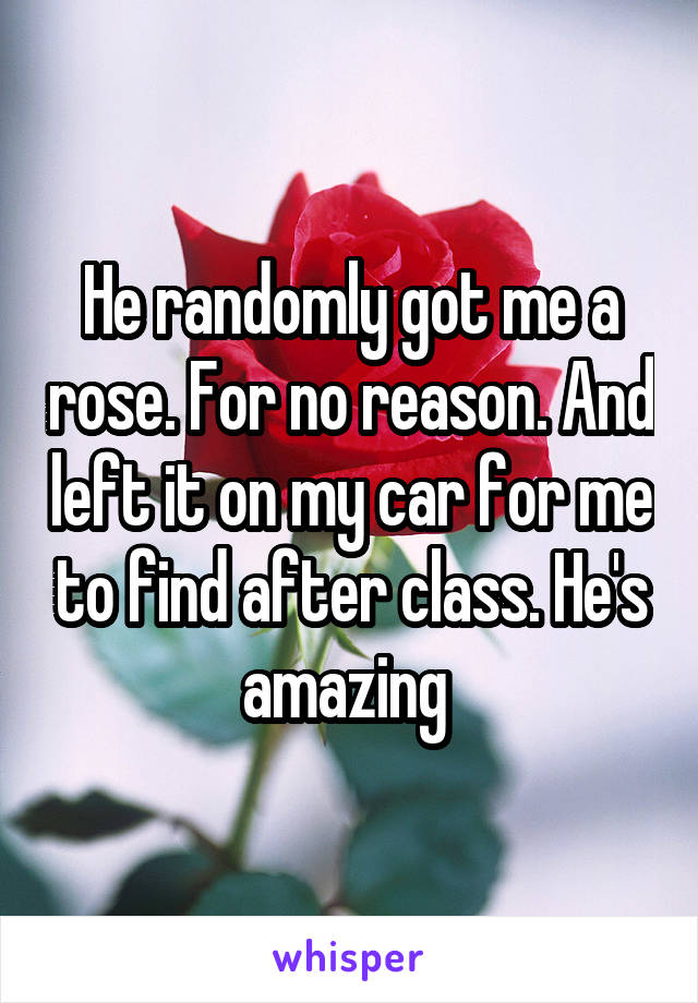 He randomly got me a rose. For no reason. And left it on my car for me to find after class. He's amazing 