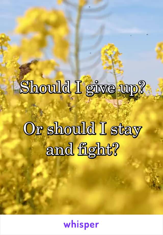 Should I give up?

Or should I stay and fight?
