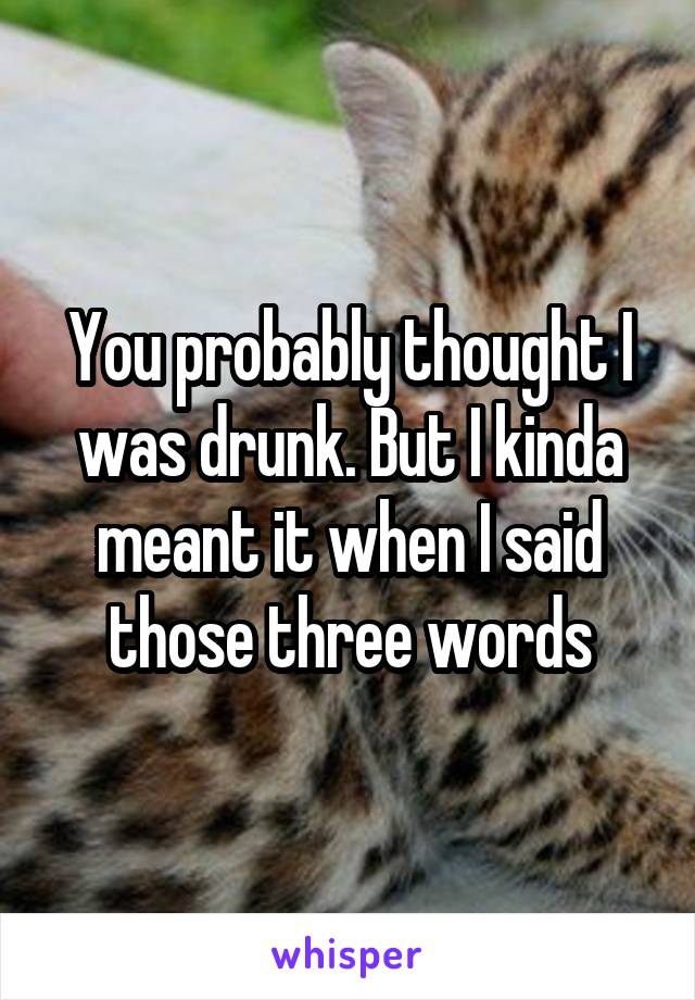 You probably thought I was drunk. But I kinda meant it when I said those three words