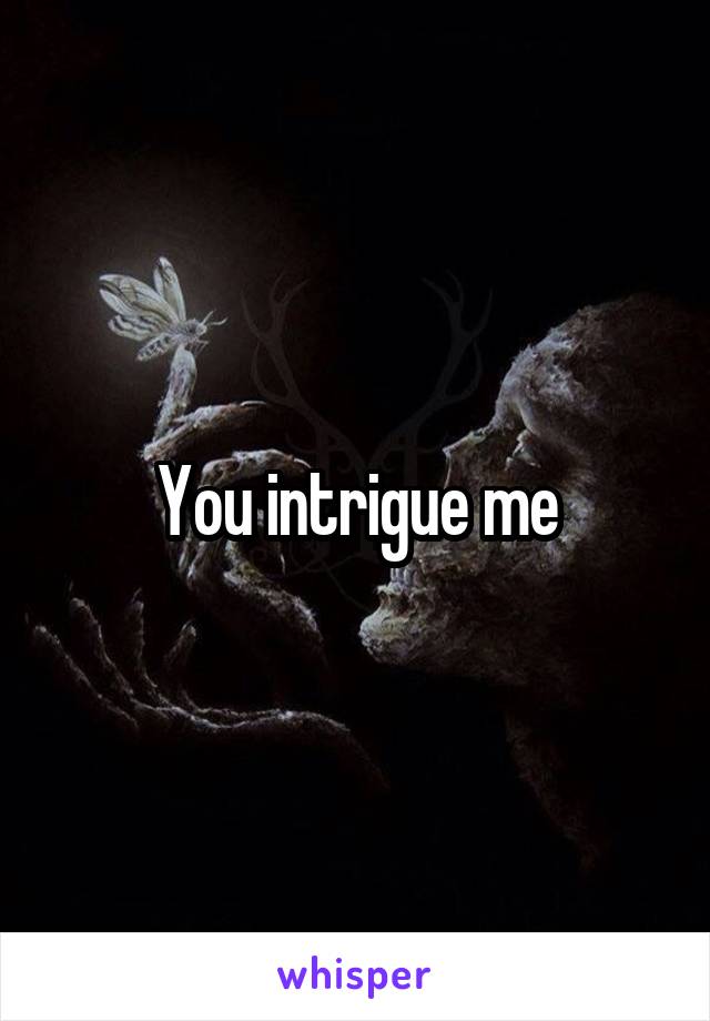 You intrigue me