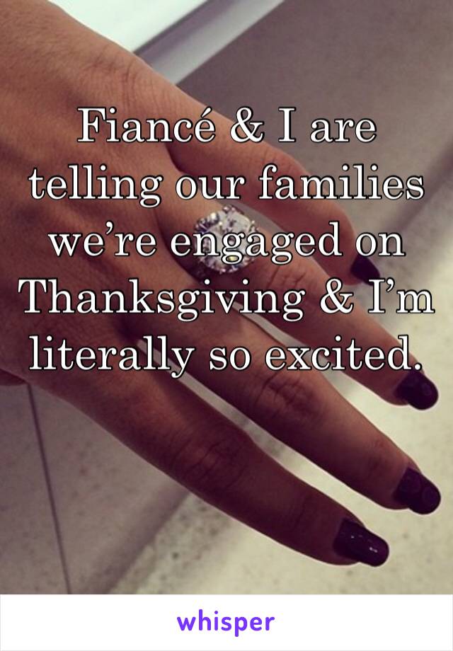 Fiancé & I are telling our families we’re engaged on Thanksgiving & I’m literally so excited. 