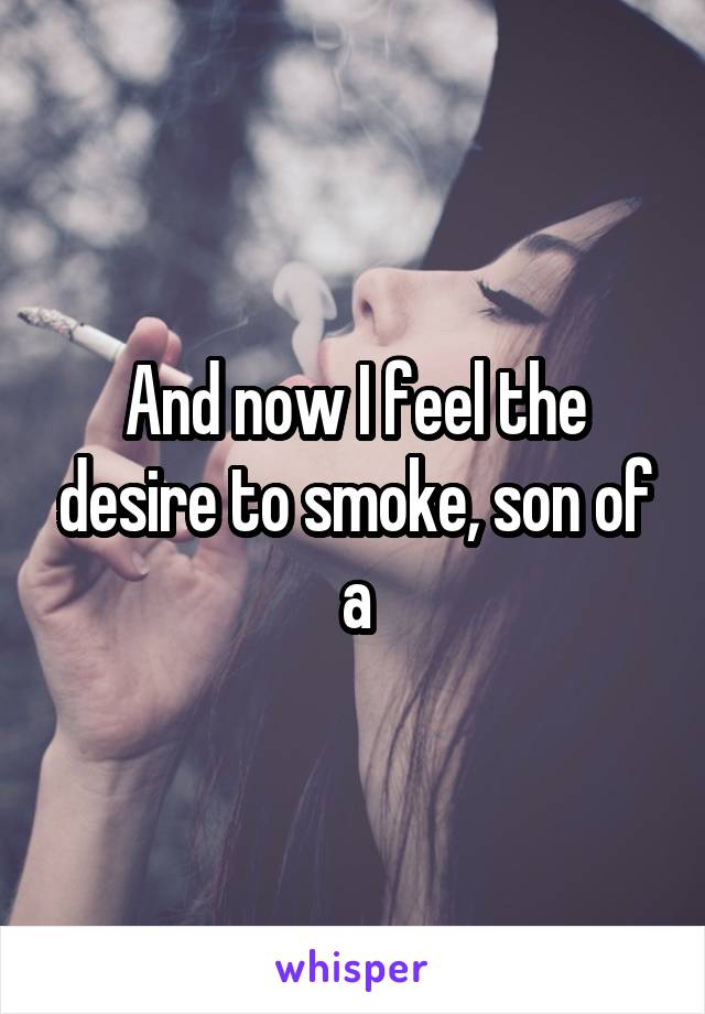 And now I feel the desire to smoke, son of a