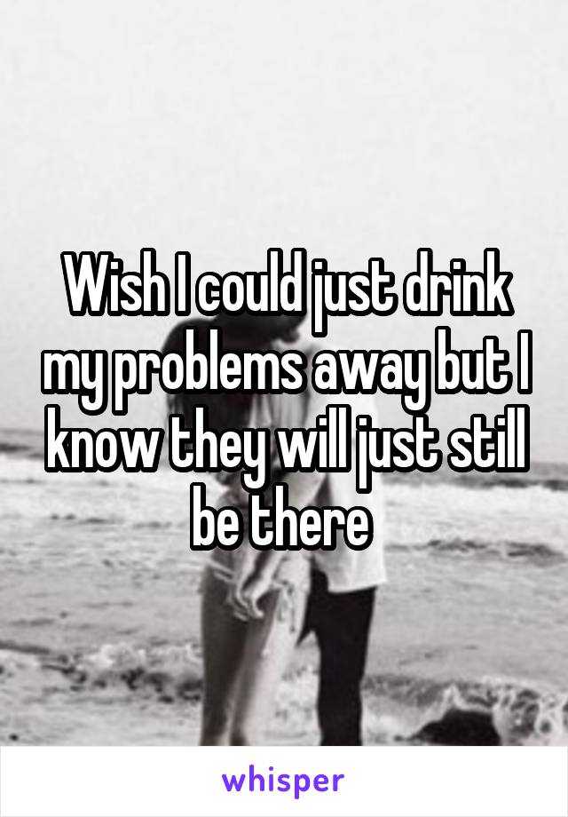 Wish I could just drink my problems away but I know they will just still be there 