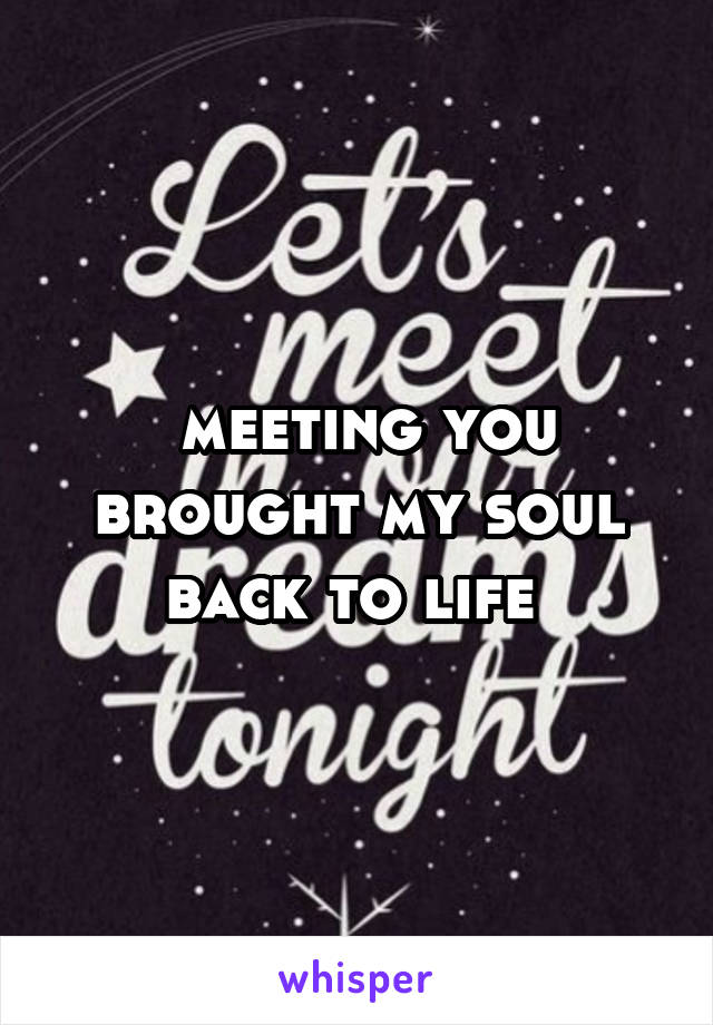  meeting you brought my soul back to life 