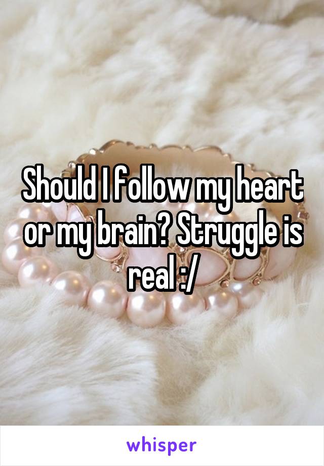 Should I follow my heart or my brain? Struggle is real :/
