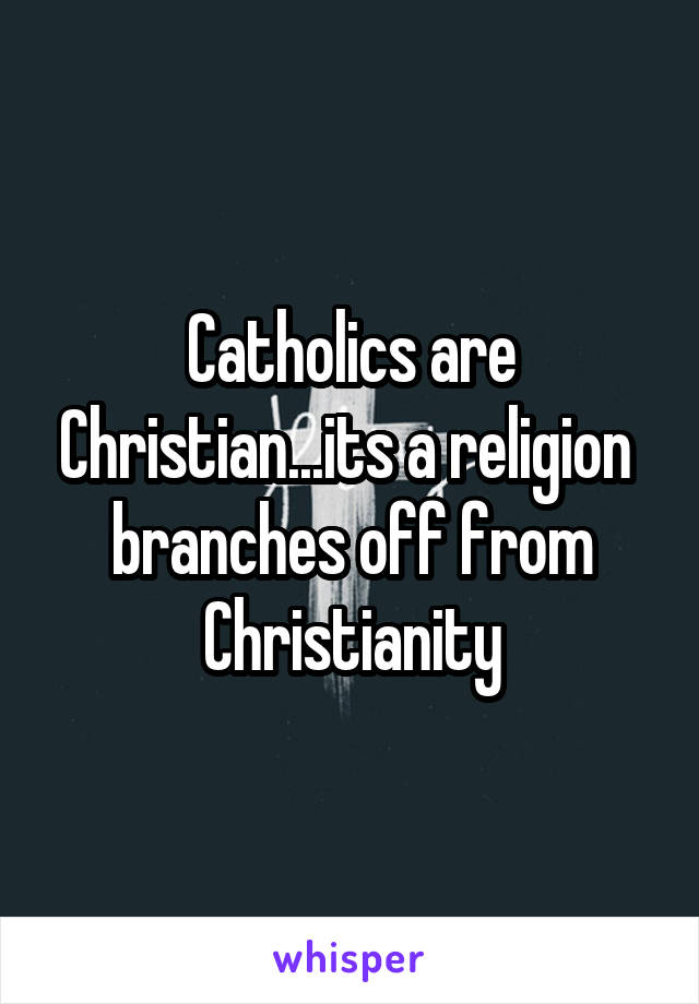 Catholics are Christian...its a religion  branches off from Christianity