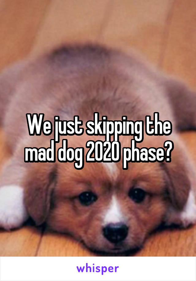 We just skipping the mad dog 2020 phase?