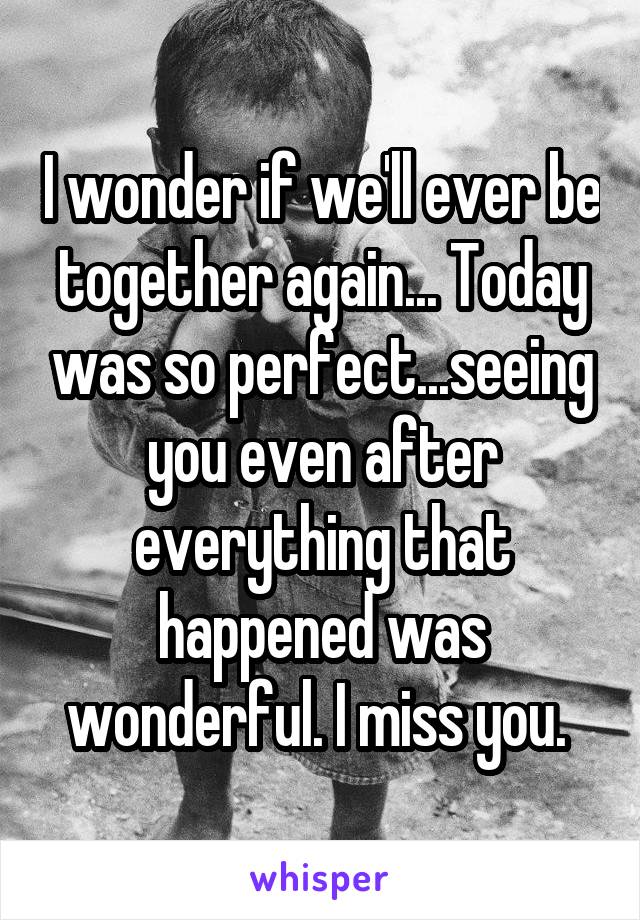 I wonder if we'll ever be together again... Today was so perfect...seeing you even after everything that happened was wonderful. I miss you. 
