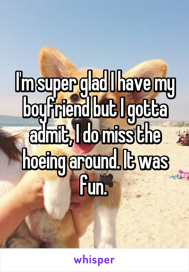 I'm super glad I have my boyfriend but I gotta admit, I do miss the hoeing around. It was fun. 