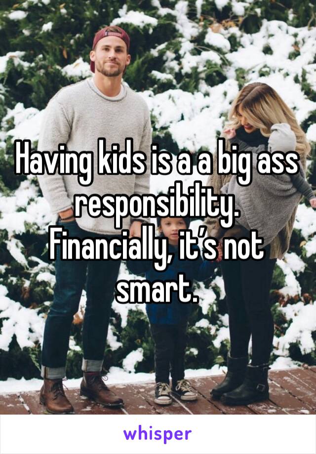 Having kids is a a big ass responsibility.  Financially, it’s not smart.