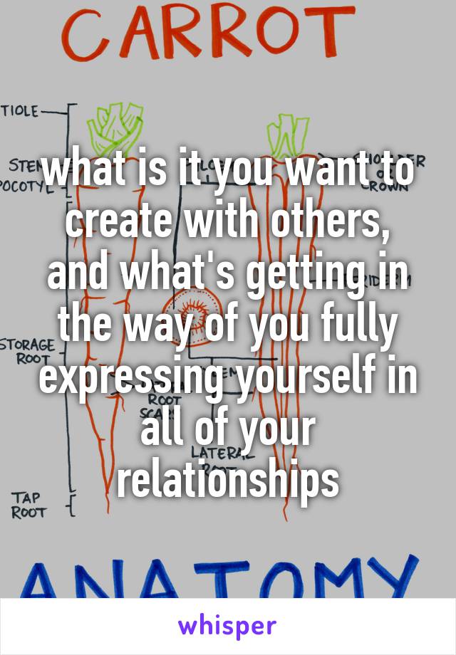 what is it you want to create with others, and what's getting in the way of you fully expressing yourself in all of your relationships
