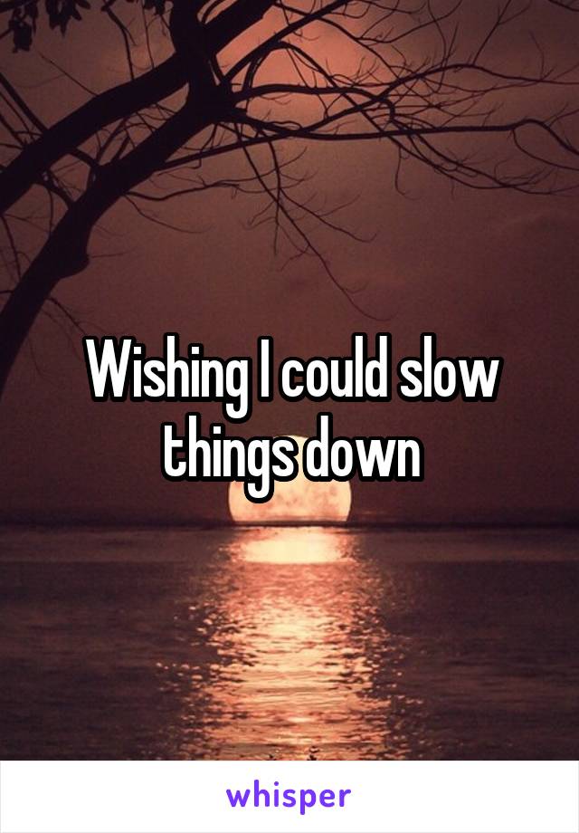 Wishing I could slow things down