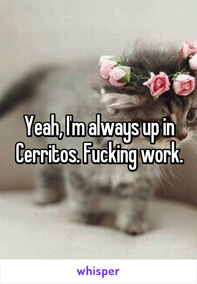 Yeah, I'm always up in Cerritos. Fucking work.