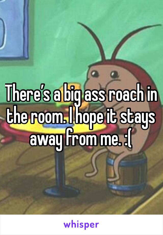 There’s a big ass roach in the room. I hope it stays away from me. :(