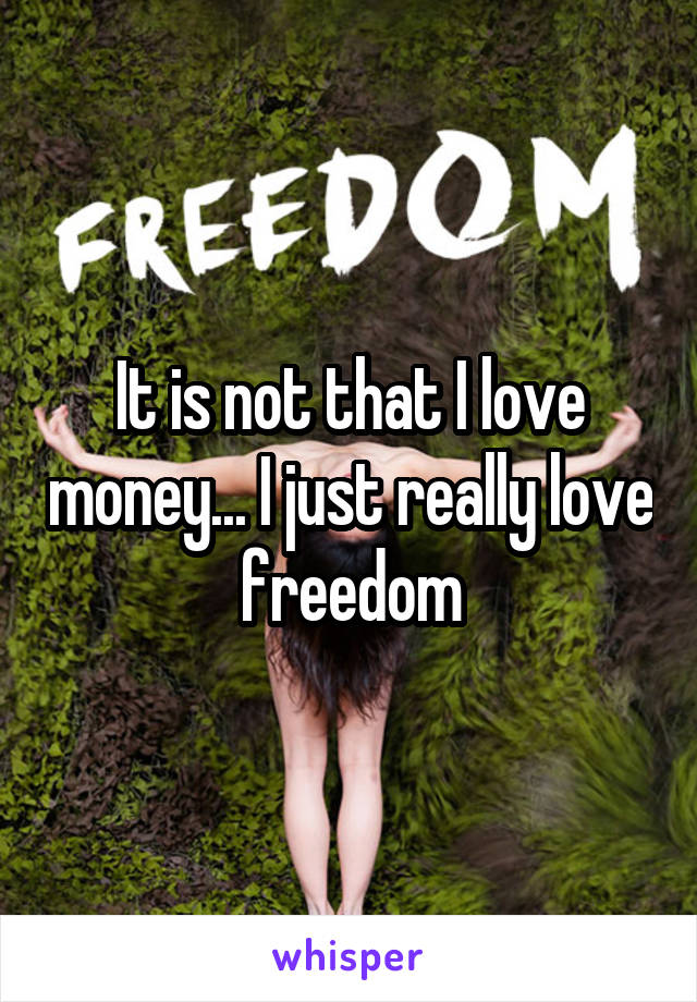 It is not that I love money... I just really love freedom