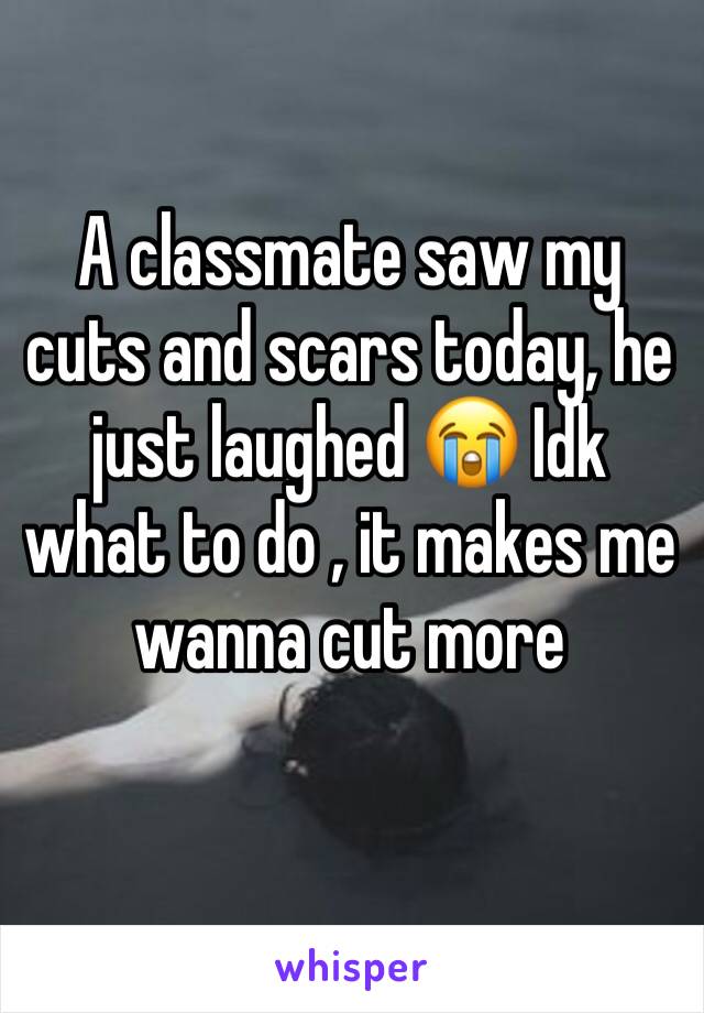 A classmate saw my cuts and scars today, he just laughed 😭 Idk what to do , it makes me wanna cut more