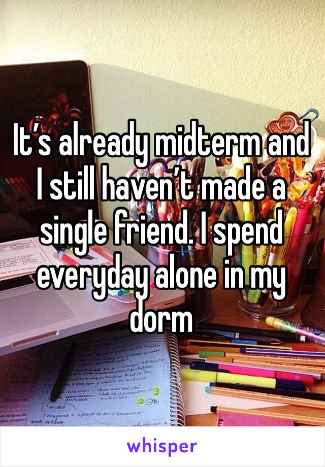 It’s already midterm and I still haven’t made a single friend. I spend everyday alone in my dorm