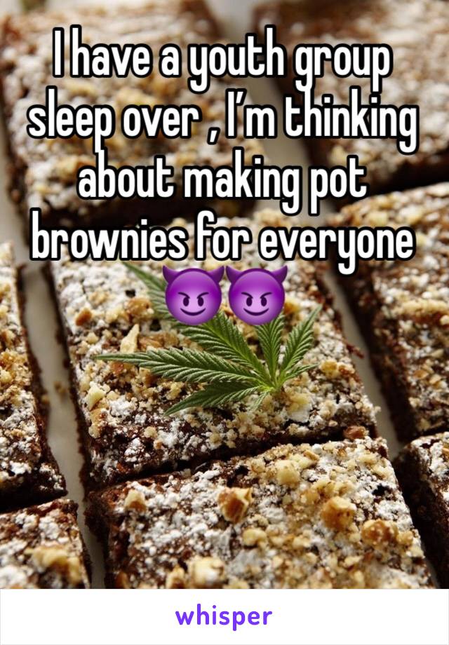 I have a youth group sleep over , I’m thinking about making pot brownies for everyone 😈😈