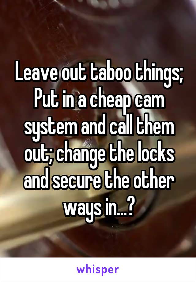 Leave out taboo things; Put in a cheap cam system and call them out; change the locks and secure the other ways in...?
